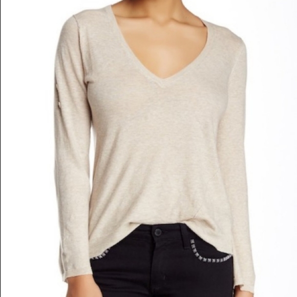 Zadig & Voltaire Rigby Cov Cream Tan V-Neck Sweater - Picture 1 of 10